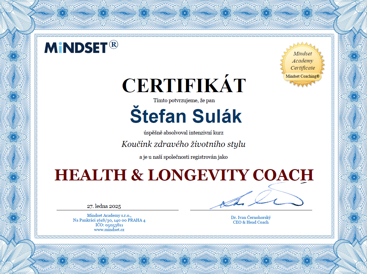 Certifikát Health & Longevity Coach — Mindset Academy